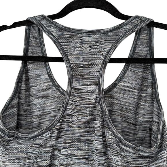 Athleta Ruched Racerback Tank Top Size L Gray Space Dye Yoga Seamless Quick Dry - Picture 6 of 7